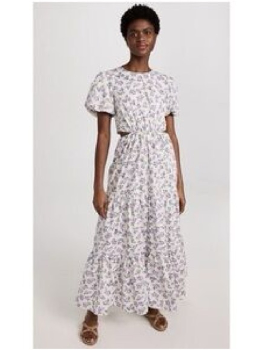 Floral Maxi Dress in White and Lilac